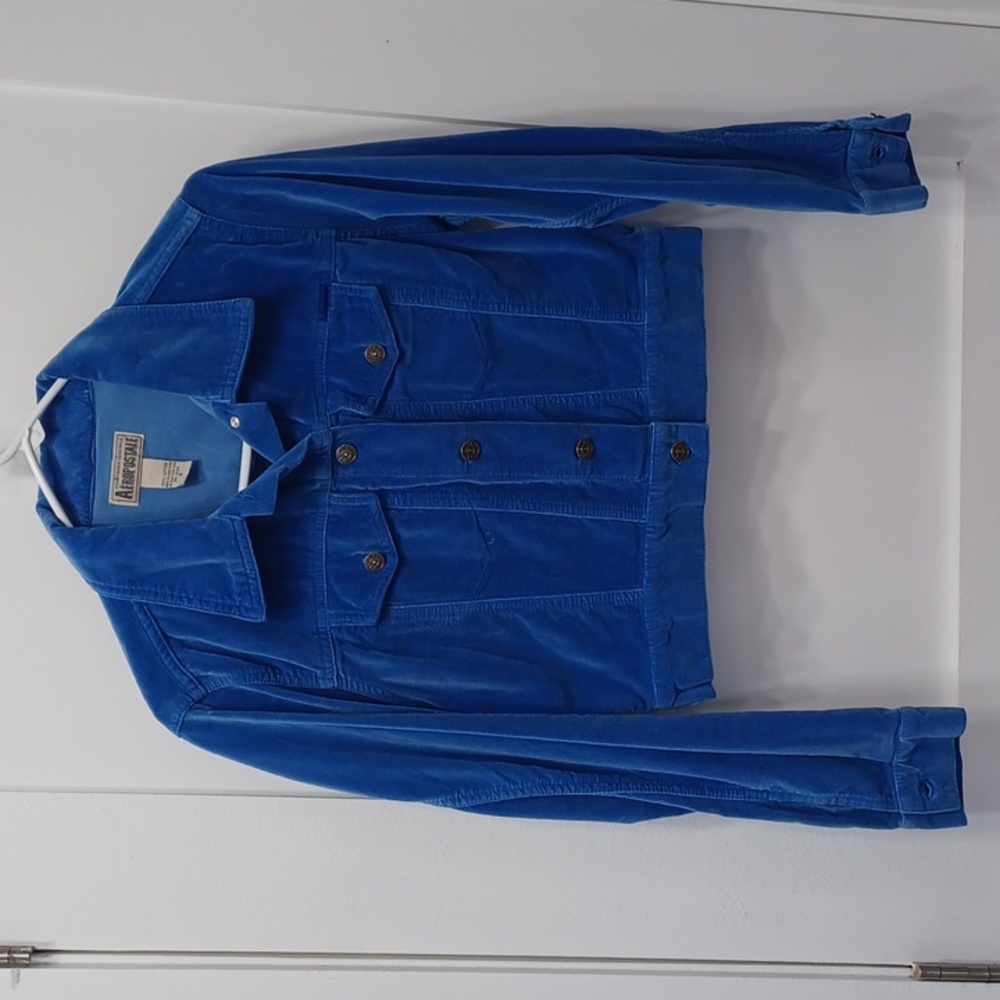 PRETTY Bright Blue Soft Velour Jean-Style Western Cropped Bolero Jacket